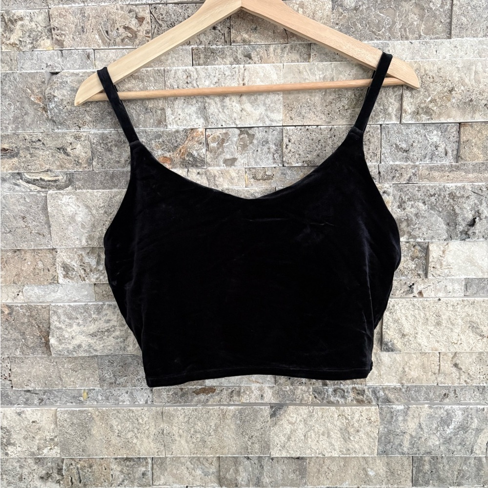 Athleta Black Velvet Camisole Top/Bra, size‎ L